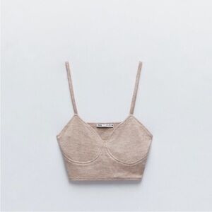 Zara Beige Crop Bustier Tank Top